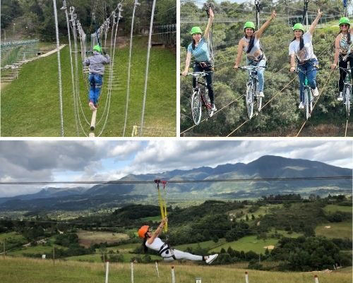5 puentes tibetanos + Bicicletas aéreas + Canopy Sentado Valor por persona $90.000